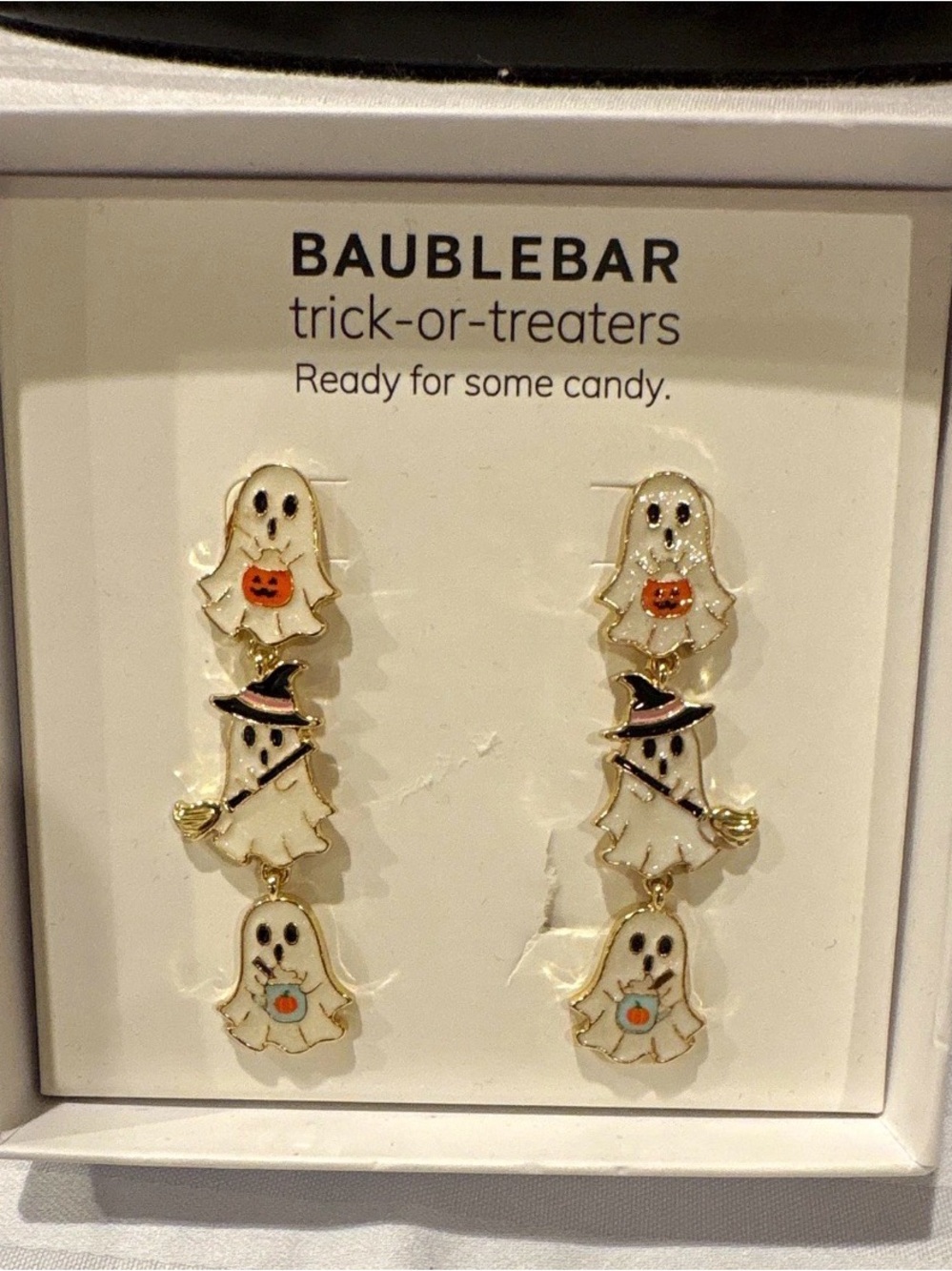 BaubleBar White, Orange & Black Ghost Drop Earrings